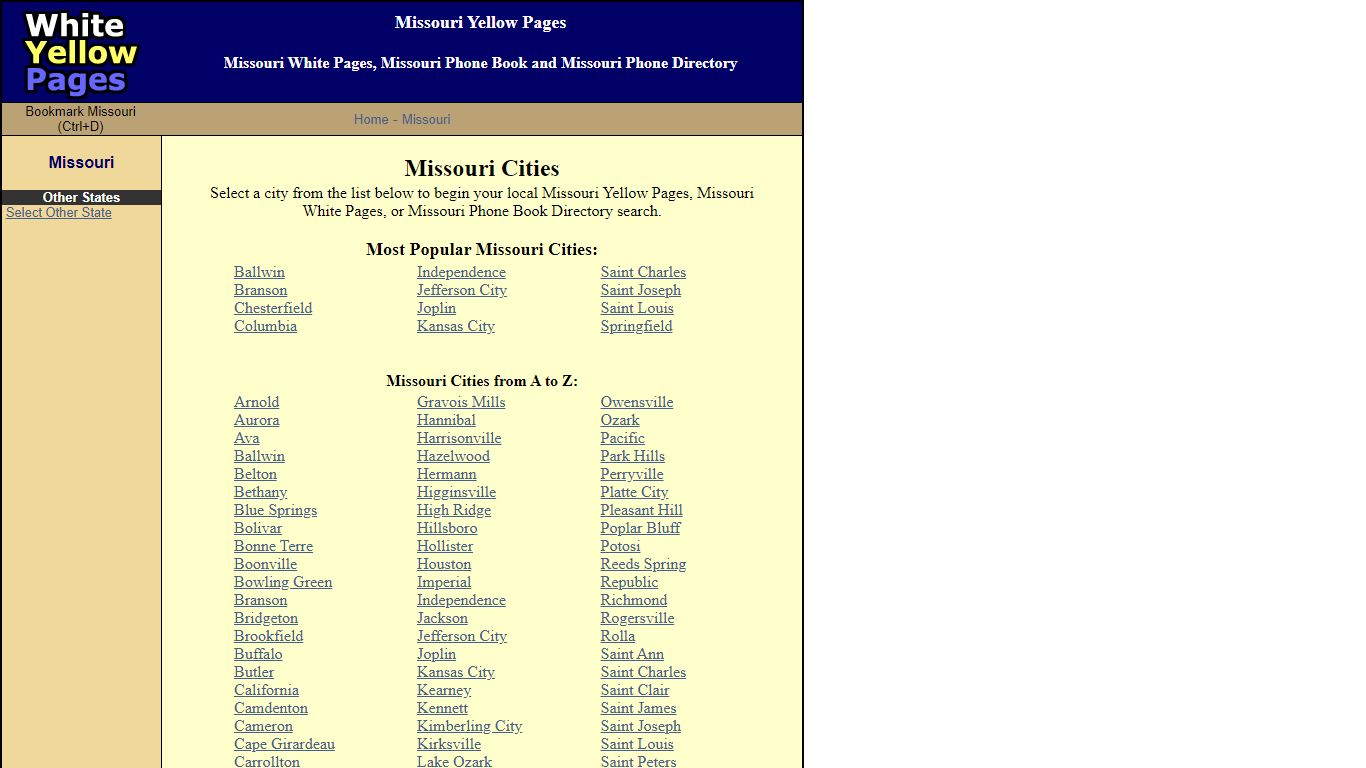 Missouri Yellow Pages and Missouri White Pages